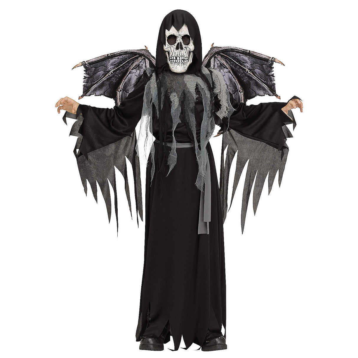 Spooky Kids Winged Reaper Costume for Halloween Haunted House Events and Family Fun Activities