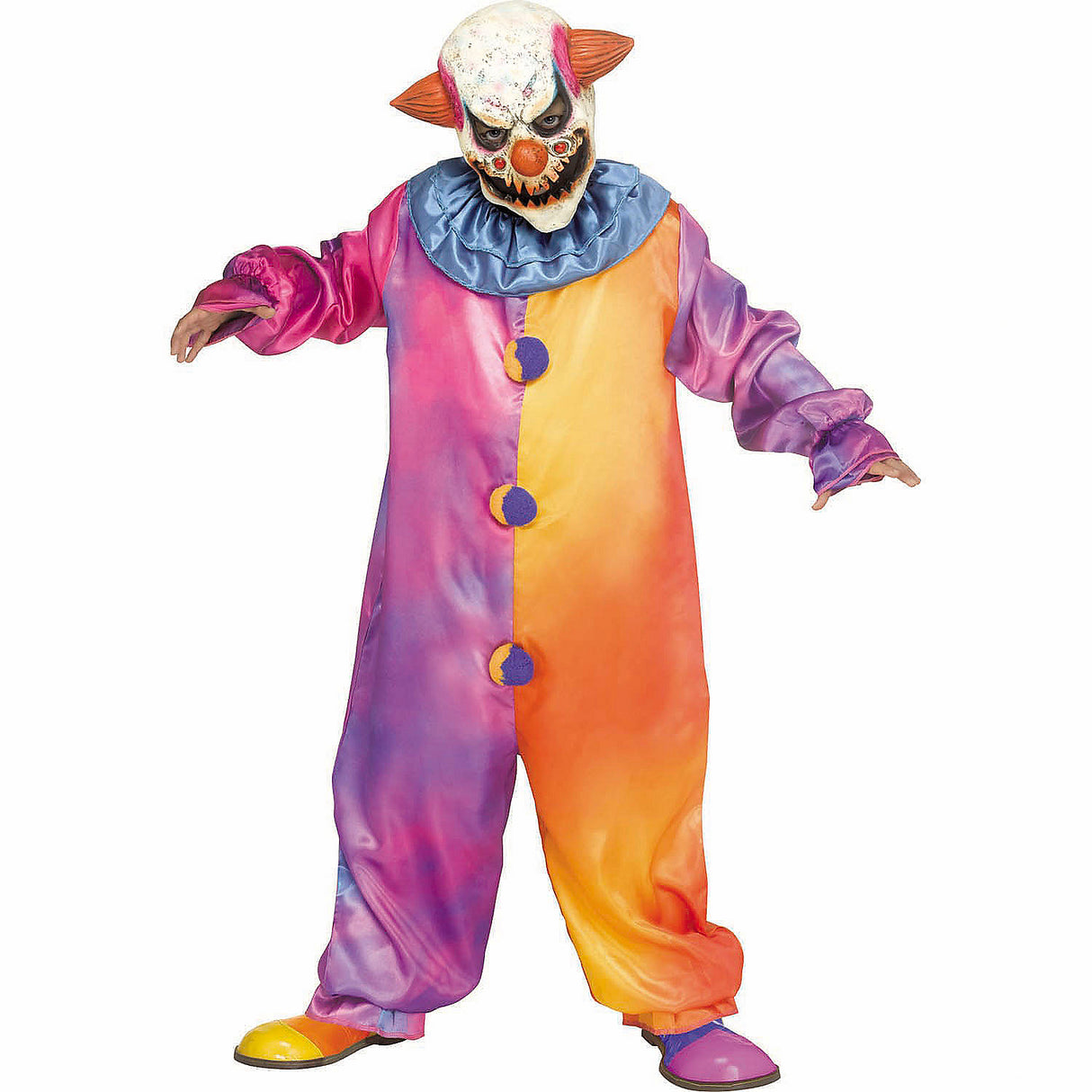 Colorful Kids Tie-Die Clown Jumpsuit Costume for Halloween Parties and Trick or Treating Fun
