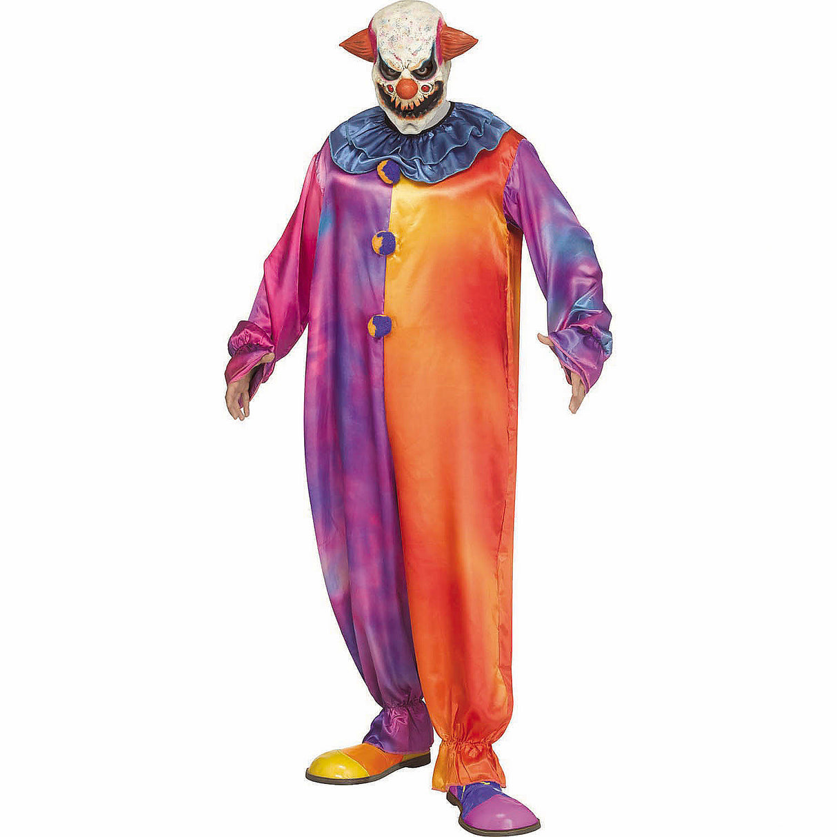 Adults Tie-Dye Clown Jumpsuit Costume for Halloween Parties and Fun Dress Up Events