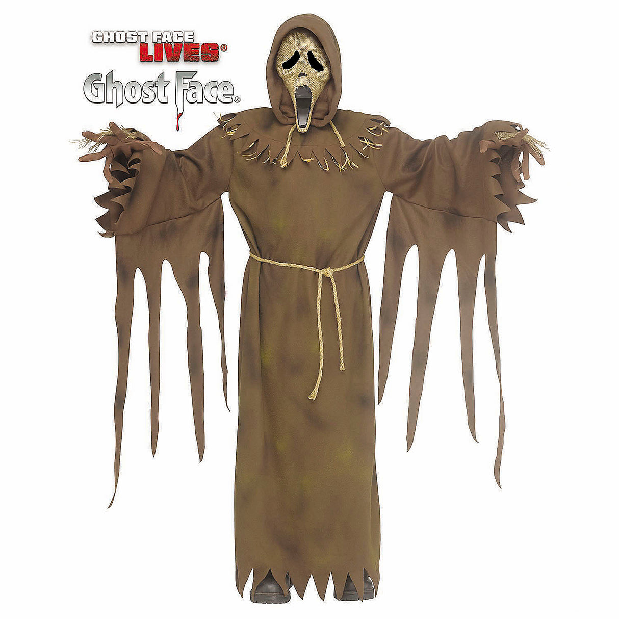 Kids Ghost Face Scarecrow Hooded Robe Costume for Halloween Parties and Themed Events