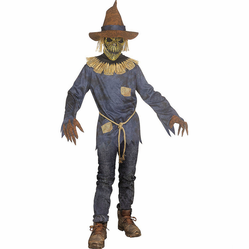 Spooky Kids Scare Creep Scarecrow Costume for Halloween Dress Up and Themed Parties