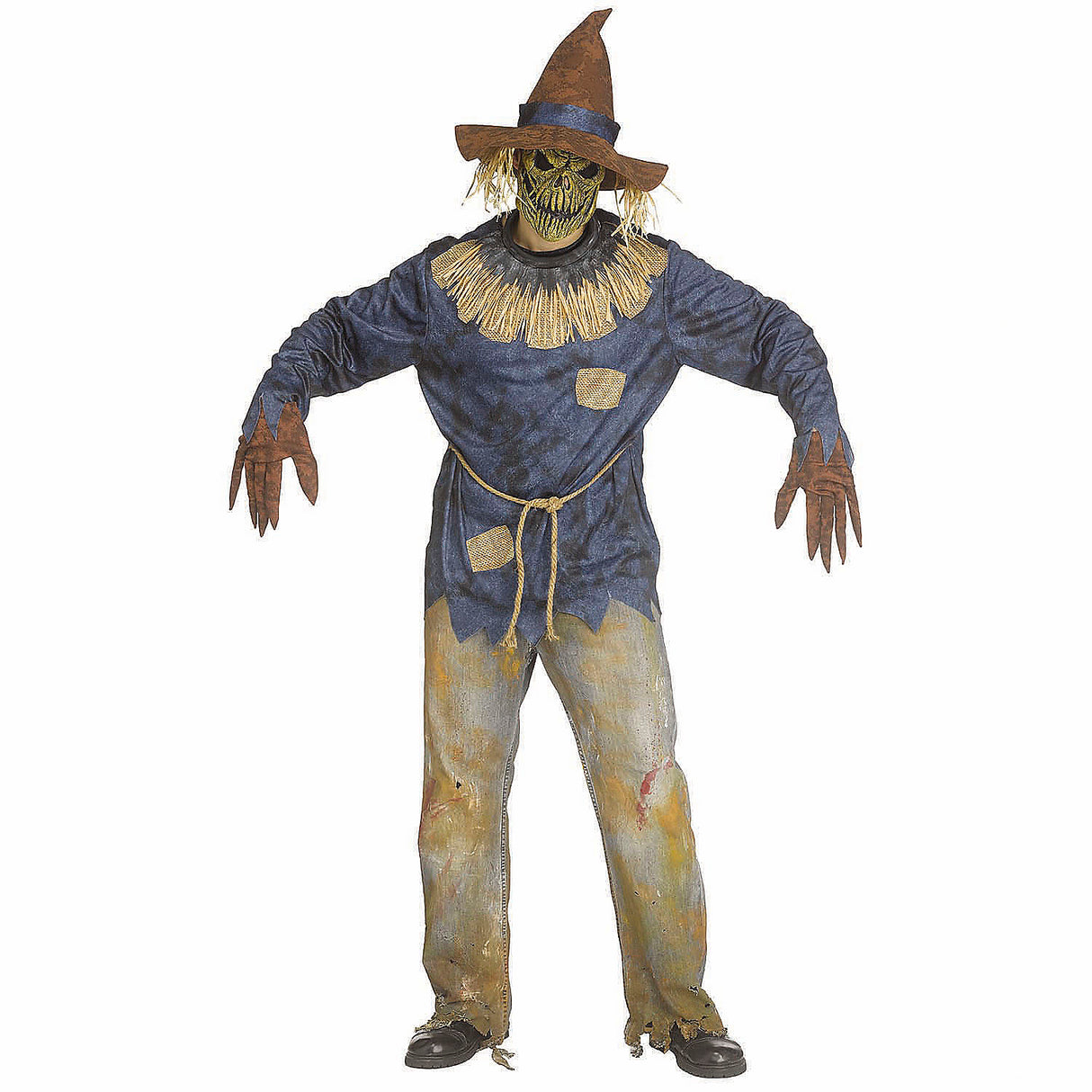 Creepy Adults Scare Creep Scarecrow Costume for Halloween Parties and Haunted House Events