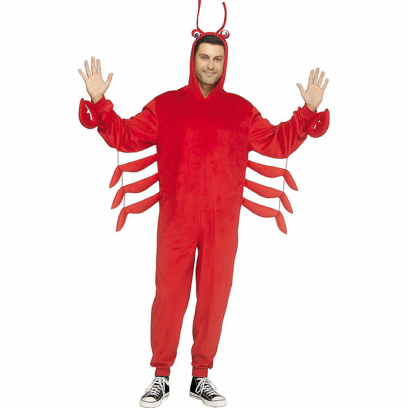 Adults E-Z Lobster Hooded Jumpsuit Costume