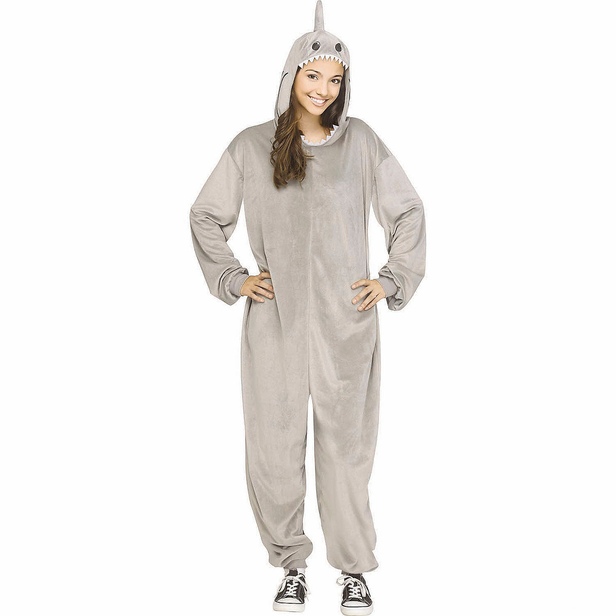 Comfortable Adults E-Z Shark Hooded Jumpsuit Costume for Halloween Parties and Fun Dress Up Events