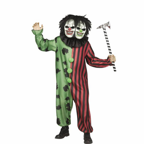 Adults Two-Headed Clown Jumpsuit Costume