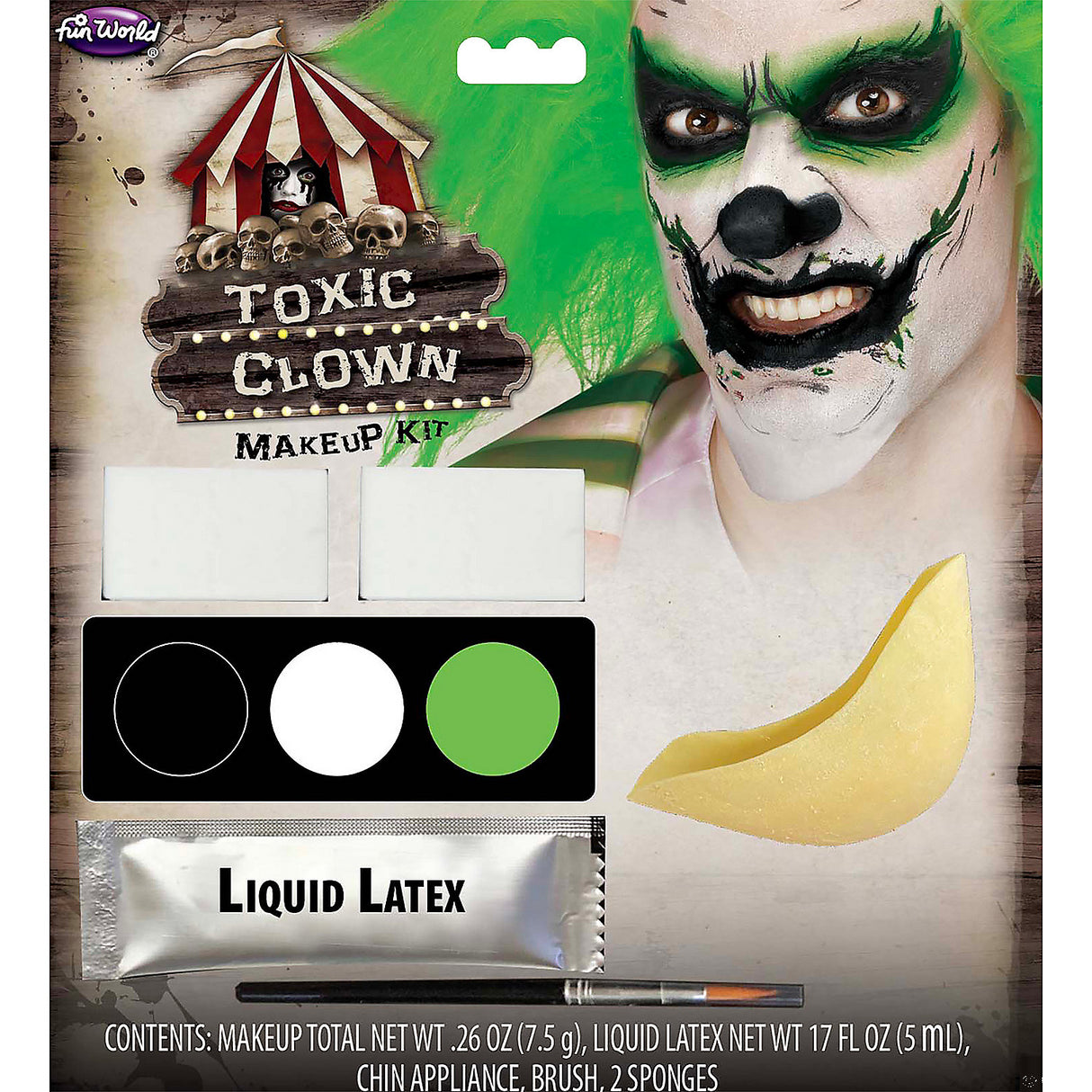 Unique Deadly Character Toxic Clown Makeup Kit for Halloween Parties and Theatrical Performances