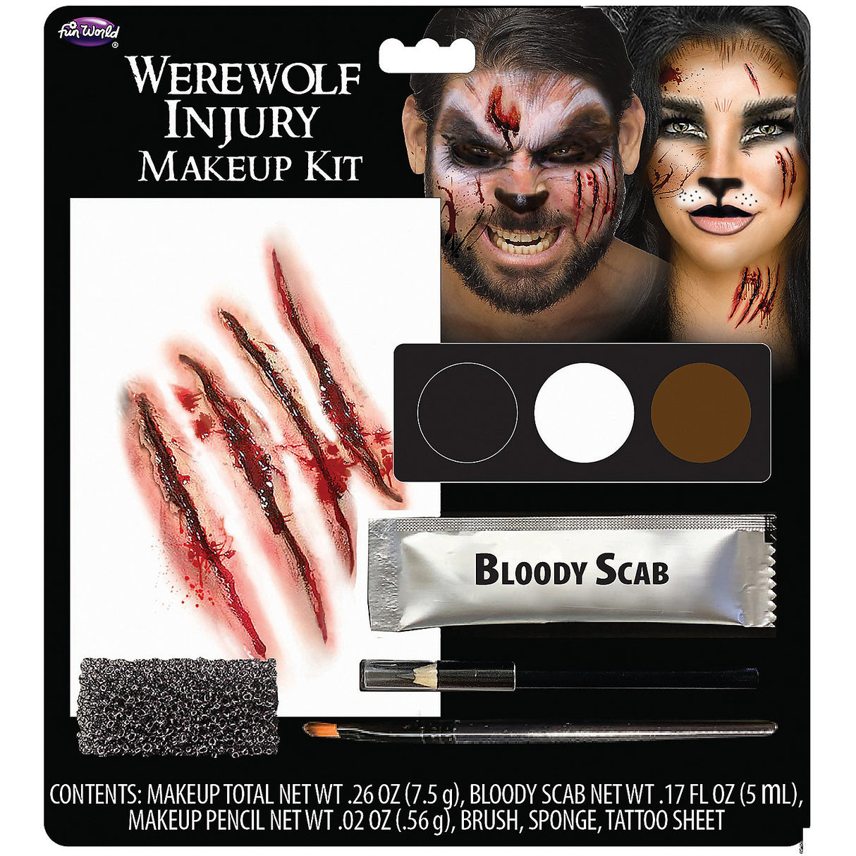 Deadly Werewolf Injury Makeup Kit for Halloween Costumes Special Effects and DIY Makeup Creativity