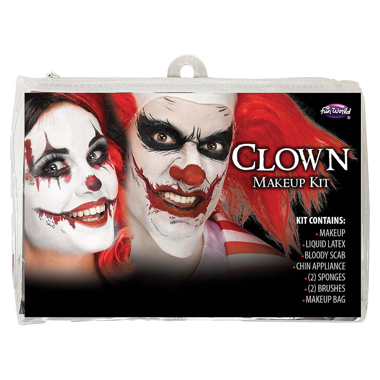 Creepy Clown Make-Up Zipper Bag Kit for Halloween Parties and Themed Costume Events