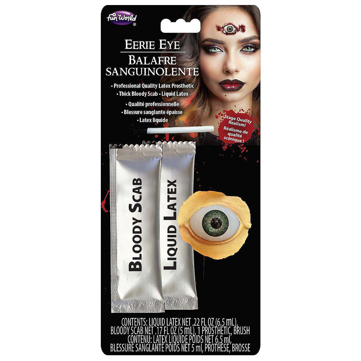Eerie Wide Open Green Eye Prosthetic Eye Makeup Kit for Halloween Costumes and Spooky Themes