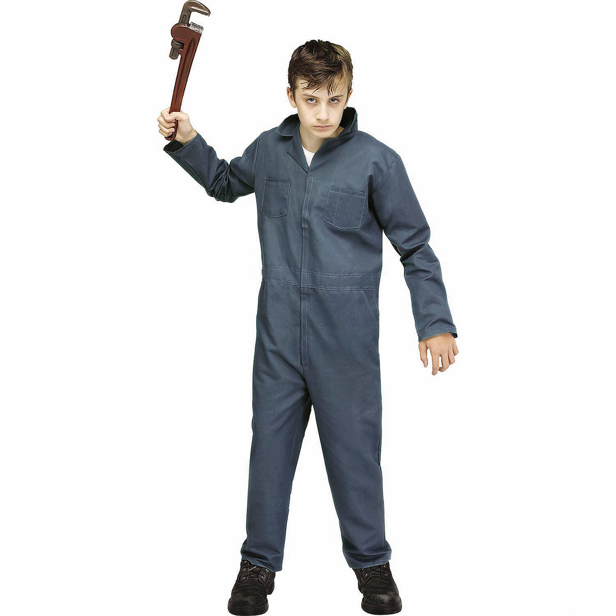 Kids Maniac Mechanic Blue Coveralls Halloween Costume