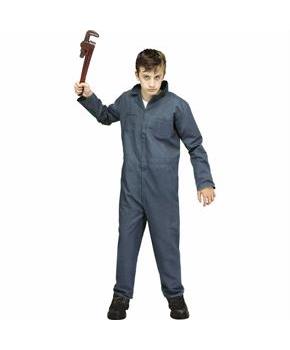 Kids Maniac Mechanic Blue Coveralls Halloween Costume