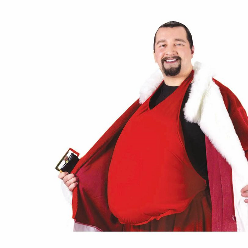 Red Polyester Padded Santa Belly Costume Accessory