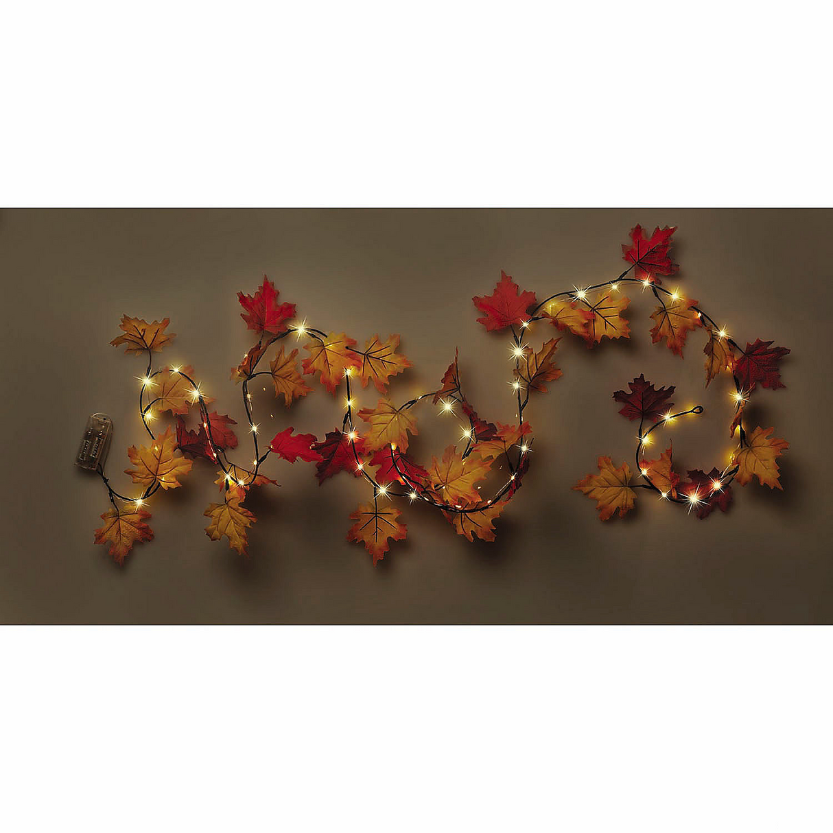 9 Ft. Light-Up Red & Orange Fall Leaf Garland