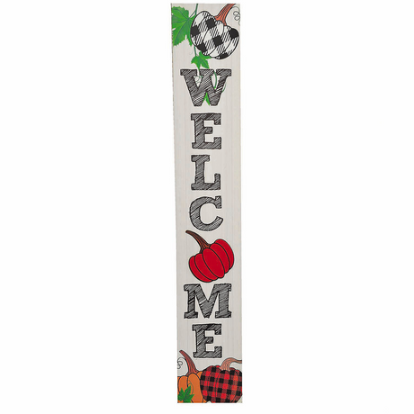 4 Ft. Fall Pumpkins Welcome Wood Porch Sign Outdoor Decoration