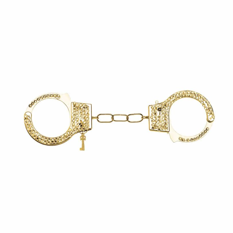 Adults Gold Rhinestone Handcuffs with Keys Costume Accessory