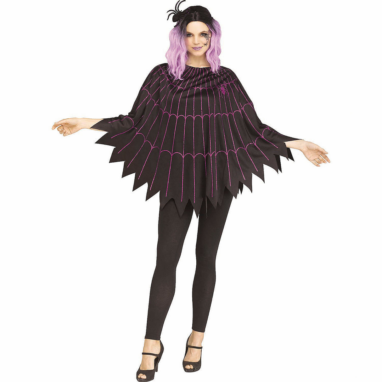 Stylish Adults Spiderweb Polyester Poncho Costume for Easy Halloween Parties and Themed Events