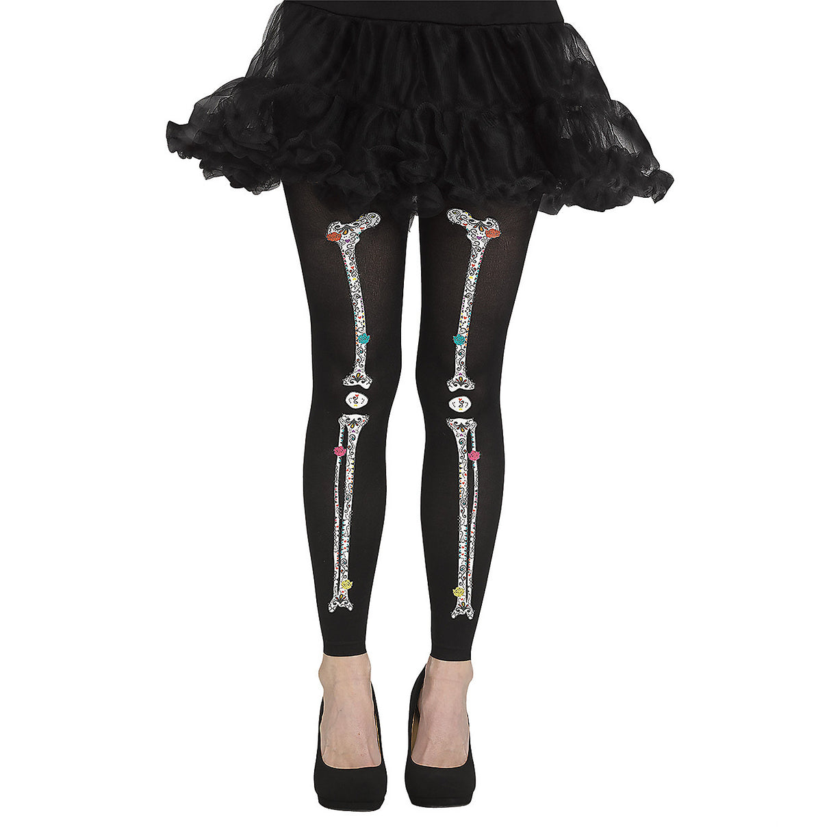 Premium Adult Footless Bone Tights for Halloween Costumes and Themed Party Events