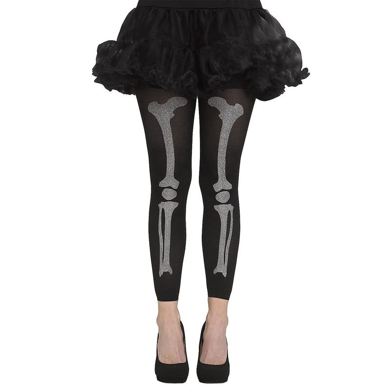 Stylish Adult Footless Bone Tights for Halloween Parties and Themed Costume Events