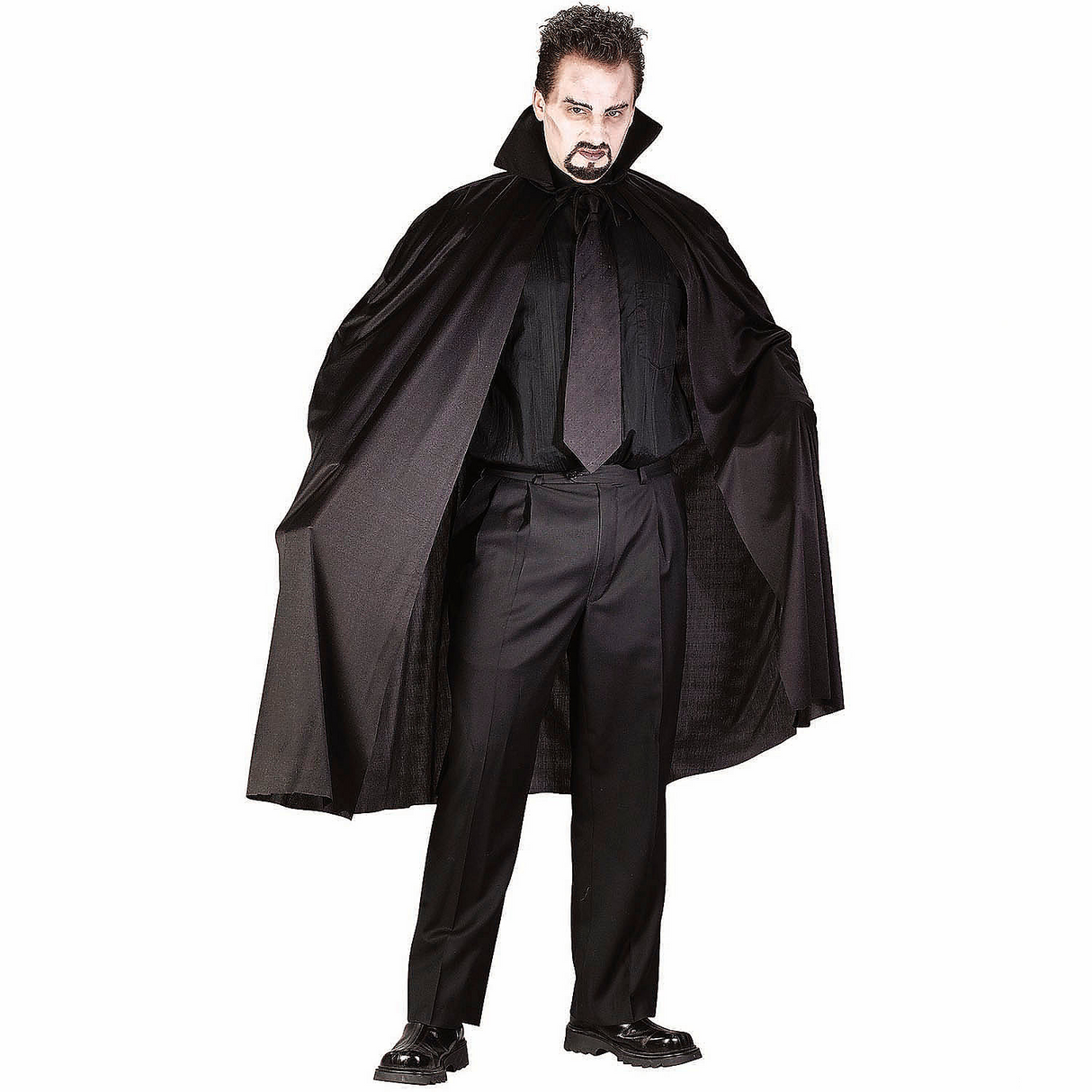 45" Adults Black Polyester Cape with Stand-Up Collar