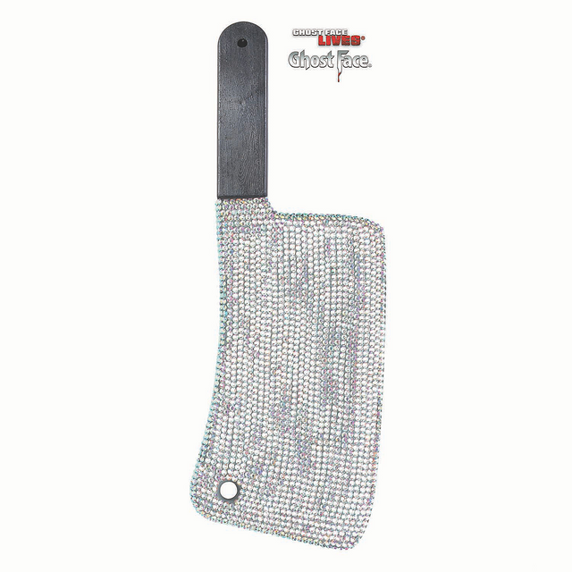 16 1/2" ScreamT Ghost Face Bling Cleaver with Rhinestones Costume Accessory