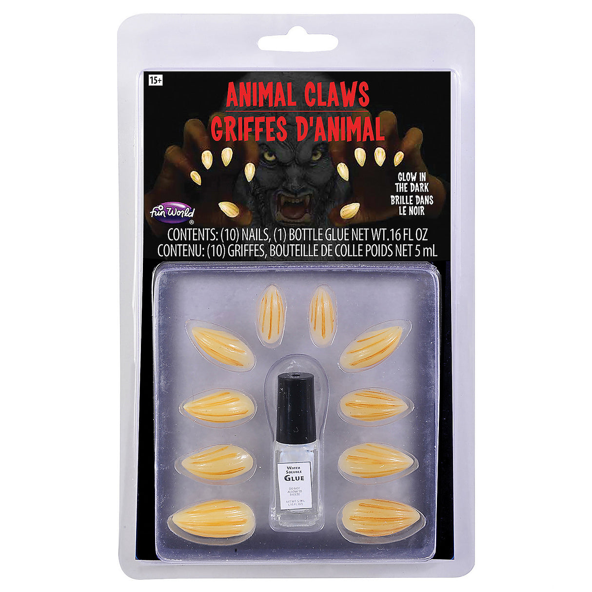 Glow-In-The-Dark Animal Claws Kit for Halloween Costumes and DIY Character Creations