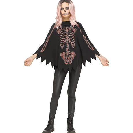Poncho Shimmer Skeleton Child Costume