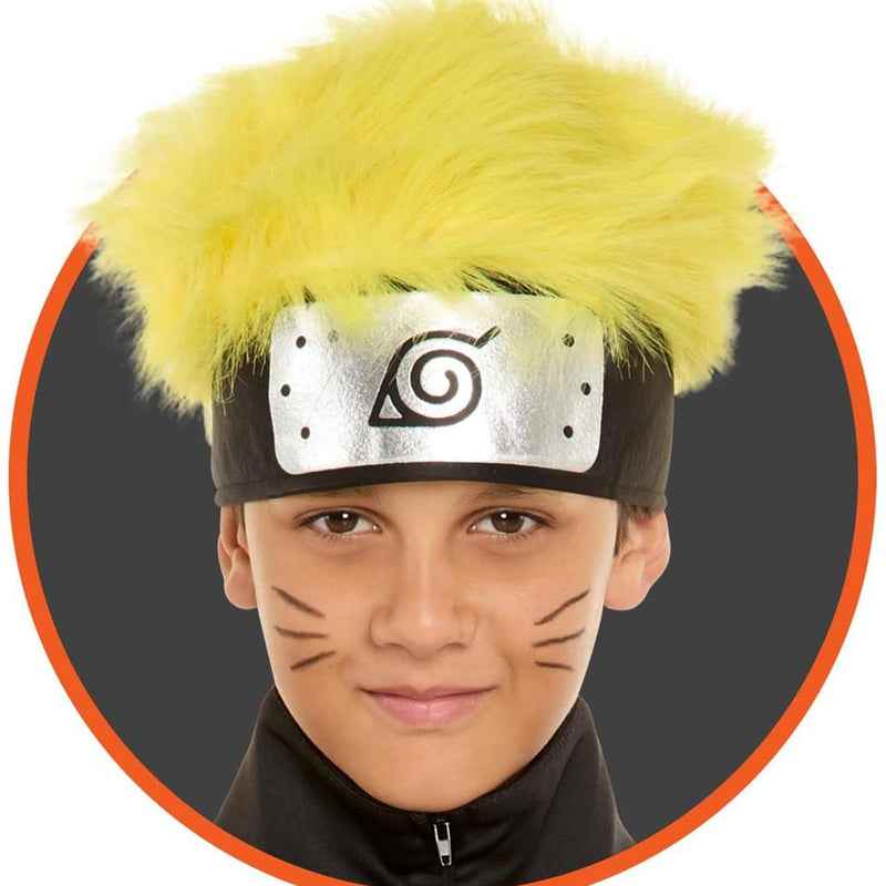Officially Licensed Naruto Leaf Headband with Hair for Halloween Cosplay and Anime Events