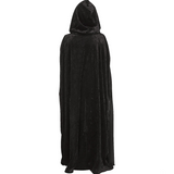 Kid's Black Hooded Velour Cape Costume Accessory
