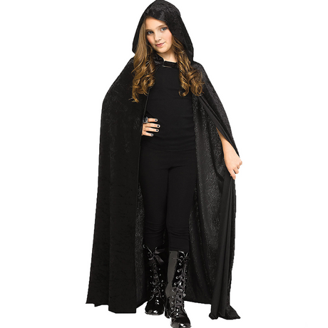 Kid's Black Hooded Velour Cape Costume Accessory