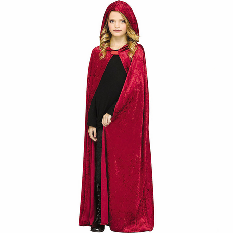 Kids Red Velour Hooded Cape Costume Accessory