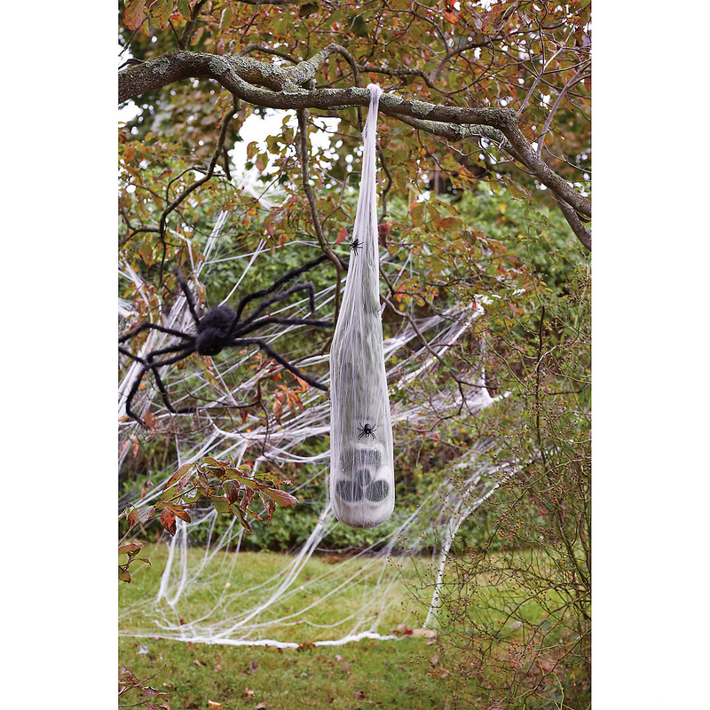 Realistic Skull in Spider Cocoon for Halloween Decor Scary Events and Haunted House Displays