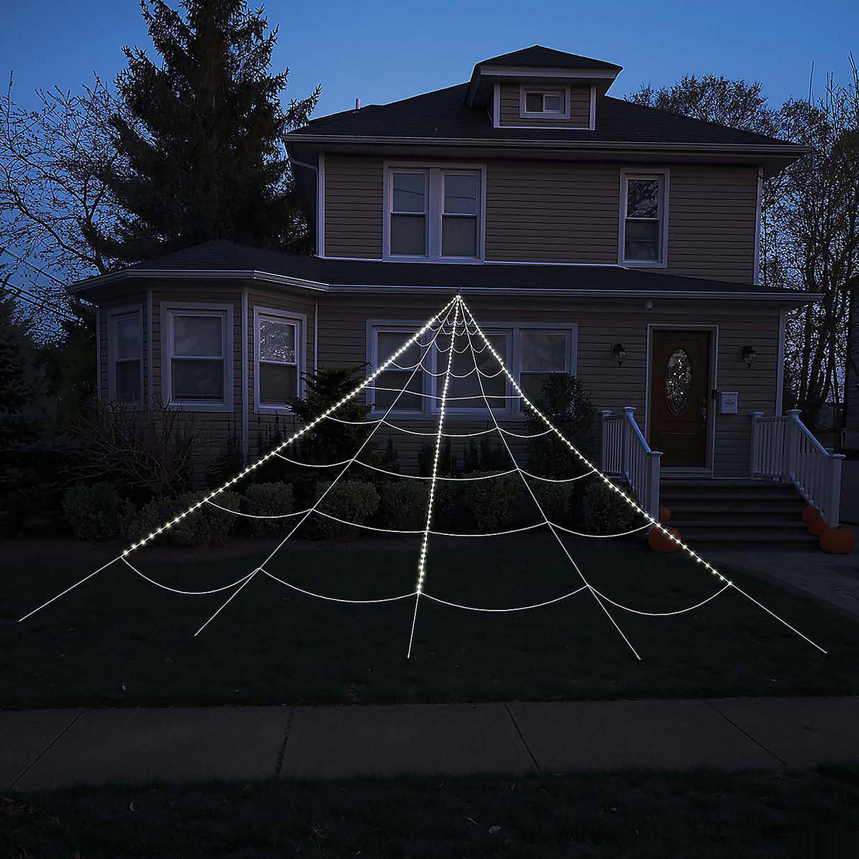 Giant 12 Foot Spider Yard Web with 99 LED Lights for Halloween Decorations and Outdoor Parties