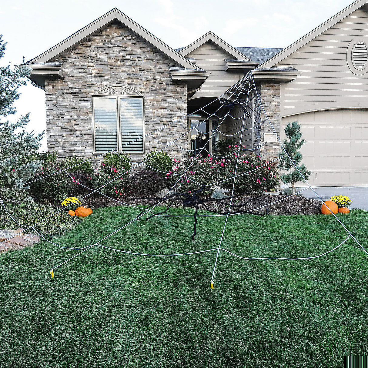 Giant 24 Foot Spider Yard Web Light-Up with 210 LEDs for Halloween Decor and Haunted Settings