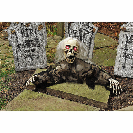 12" Animated Light-Up Grave Breaker with Sound Halloween Outdoor Decoration