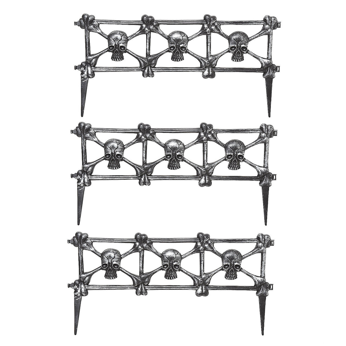 Decorative Black Skull Graveyard Fence for Halloween Haunted Scenes and Spooky Decor