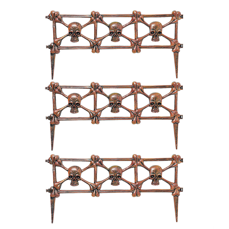 Rust Skull Graveyard Fence for Halloween Party Decoration and Haunted Scene Setup