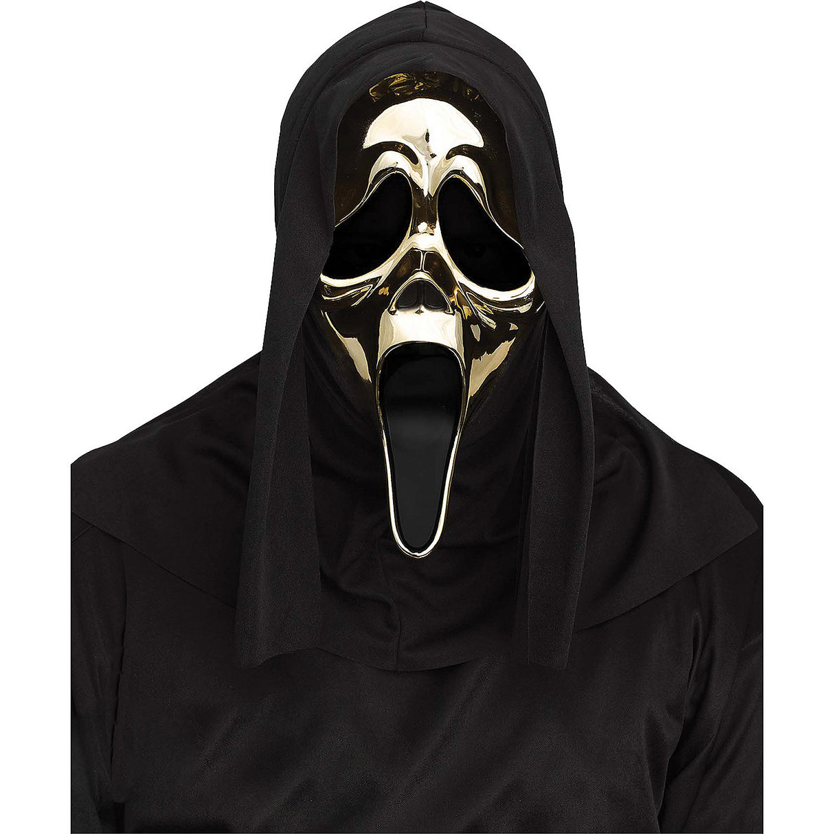 Shiny Golden Ghost Face Mask for Halloween Horror Costume Events and Parties