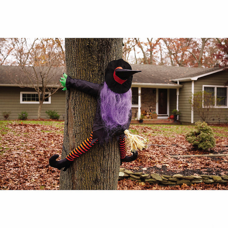 36" Wrong Way Witch Tree Hugger Outdoor Halloween Decoration