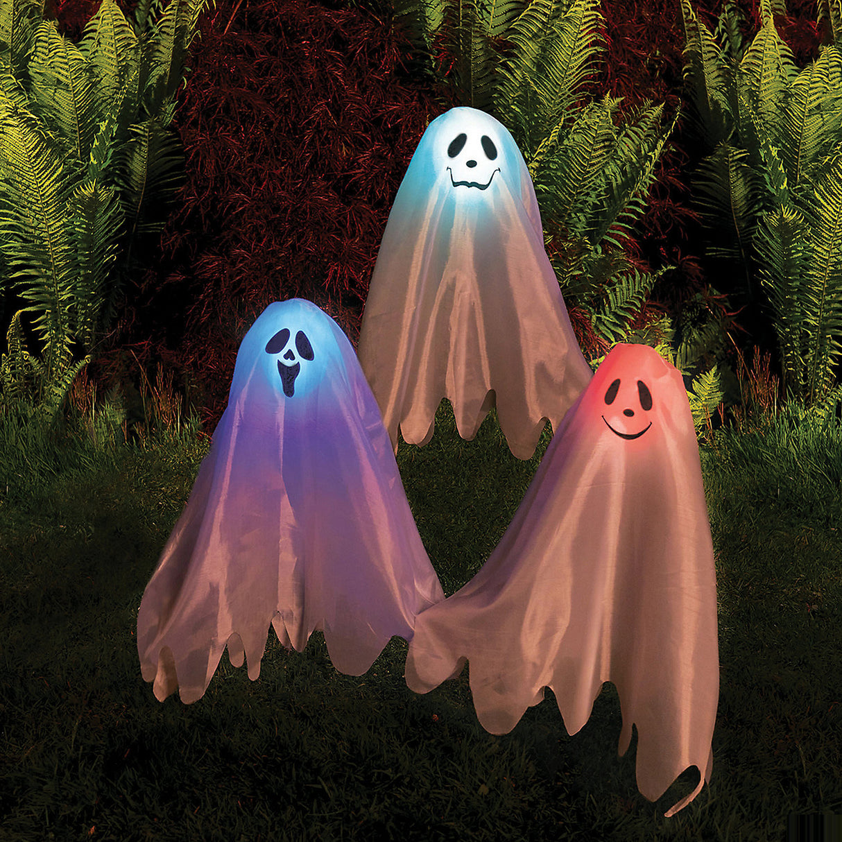 Color Changing Ghosts on Posts for Whimsical Halloween Decoration in Your Yard