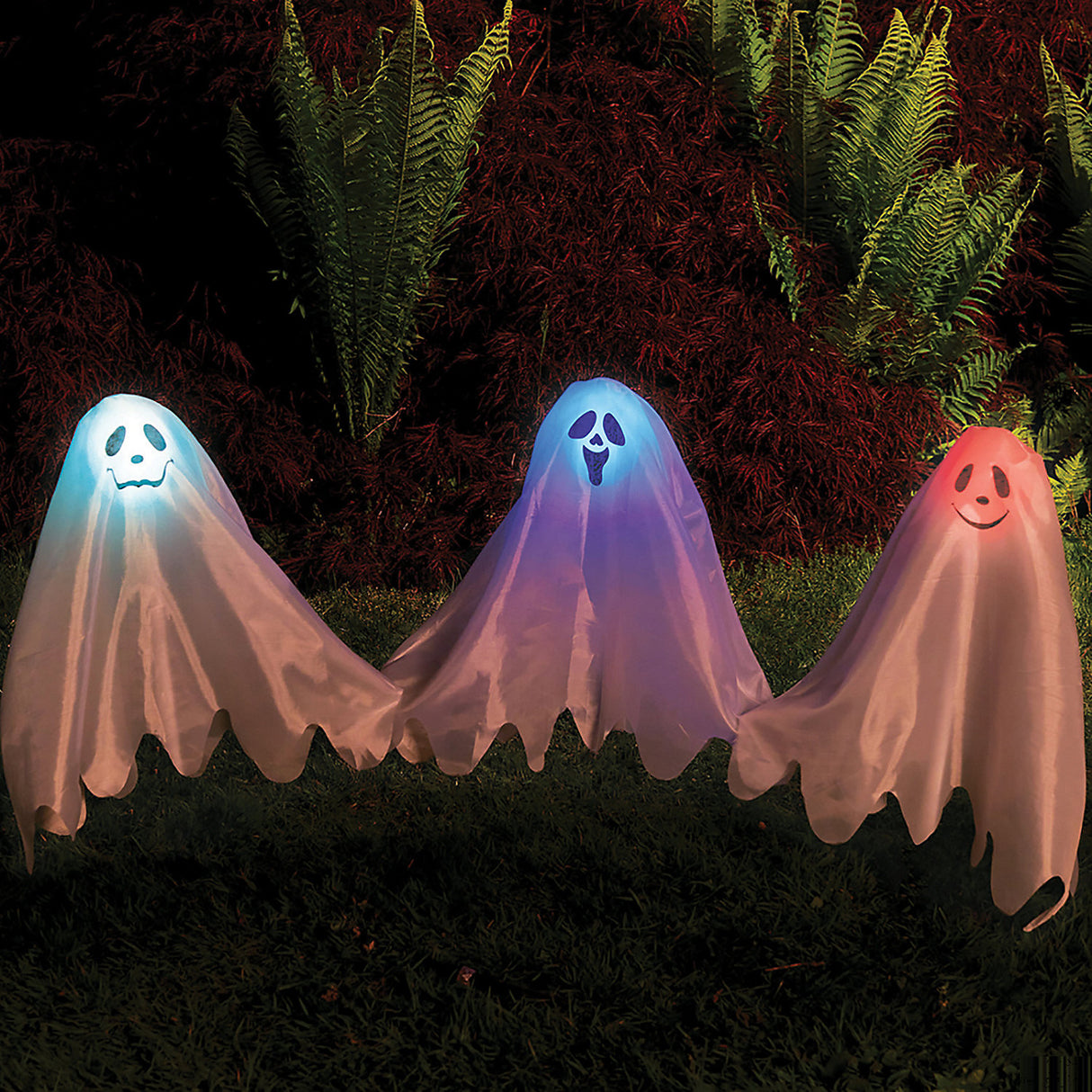 Color Changing Ghosts on Posts for Whimsical Halloween Decoration in Your Yard
