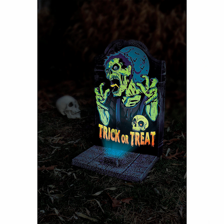 22" Light-Up Neon Zombie Tombstone Halloween Decoration