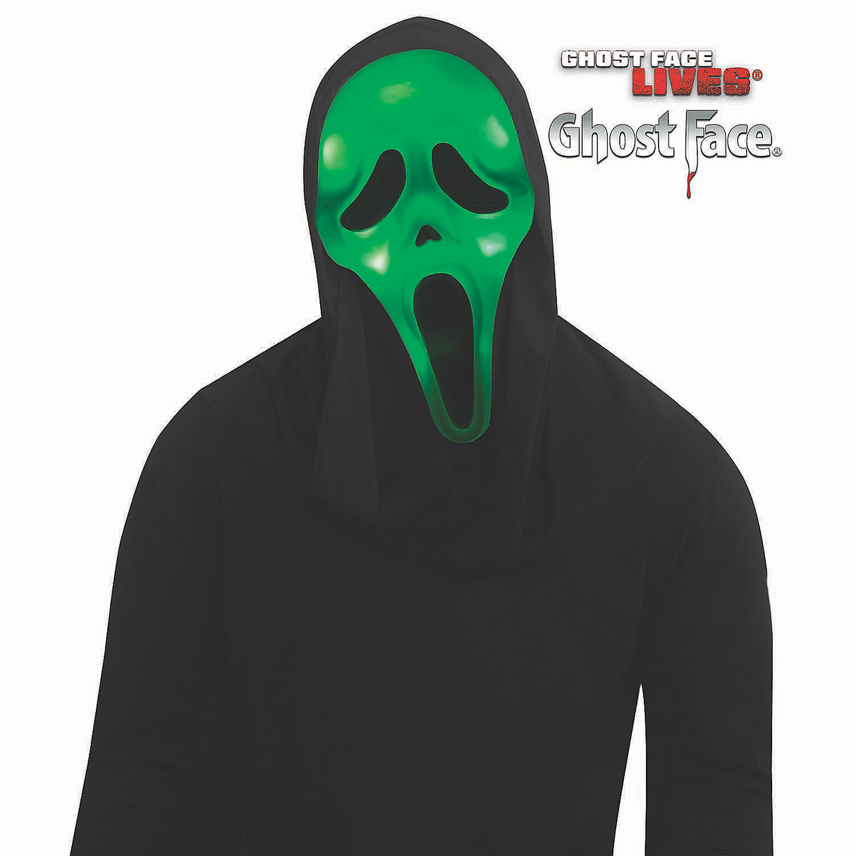 Ghost Face Color-Changing Full Mask with Hood – Light-Up Halloween Costume Accessory