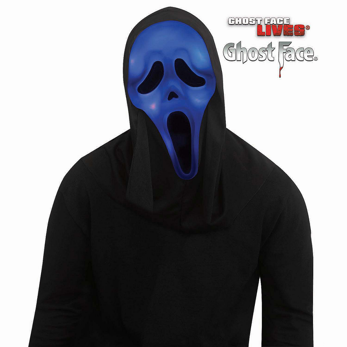 Ghost Face Color-Changing Full Mask with Hood – Light-Up Halloween Costume Accessory