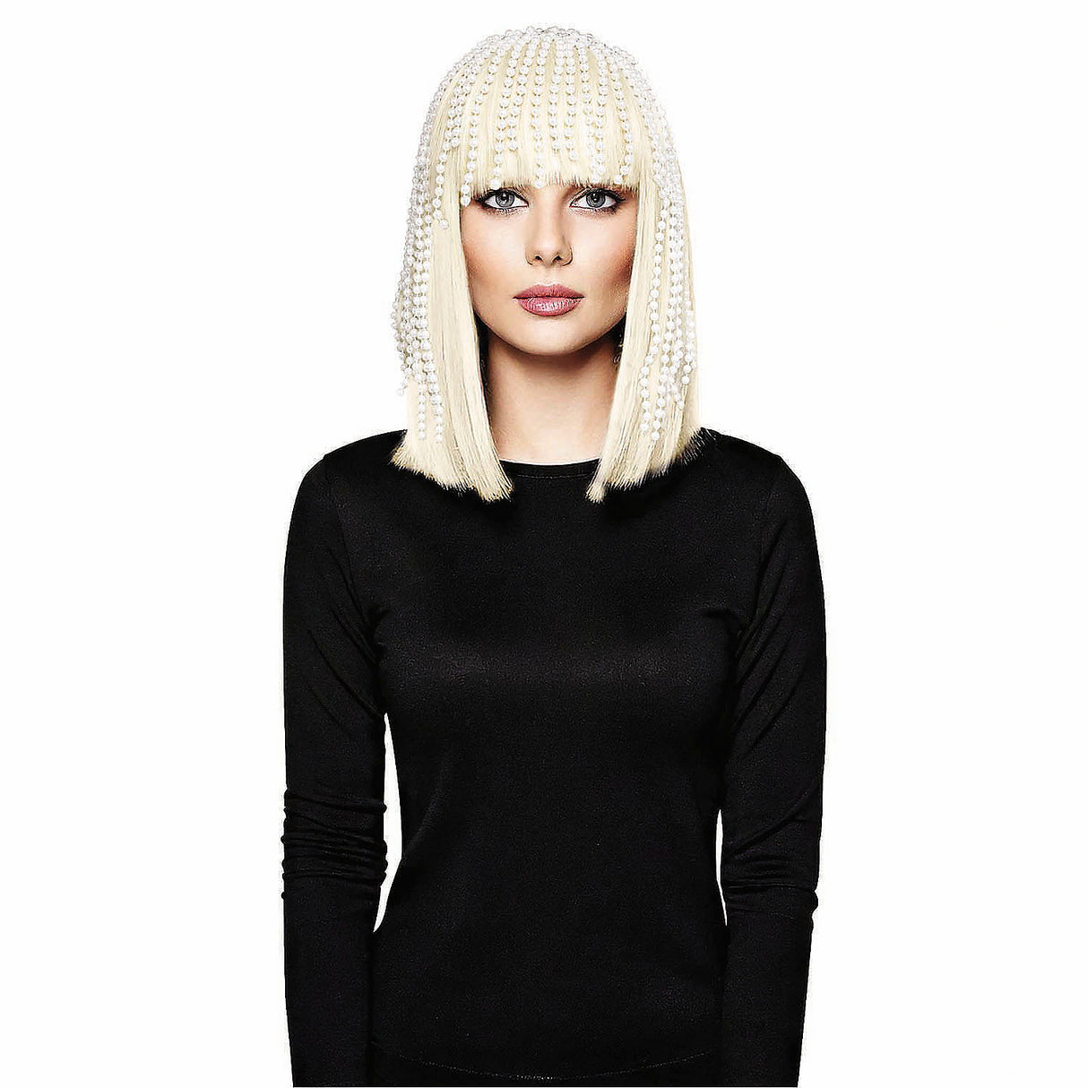 Premium Adults Black Bling Pearl Wig for Halloween Parties Costume Events and Themed Celebrations