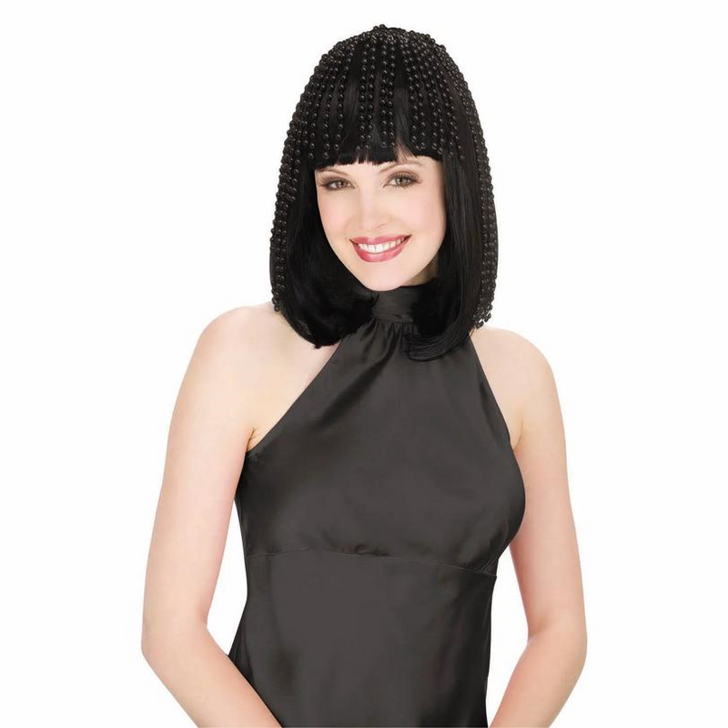 Adults Black Bling Pearl Wig