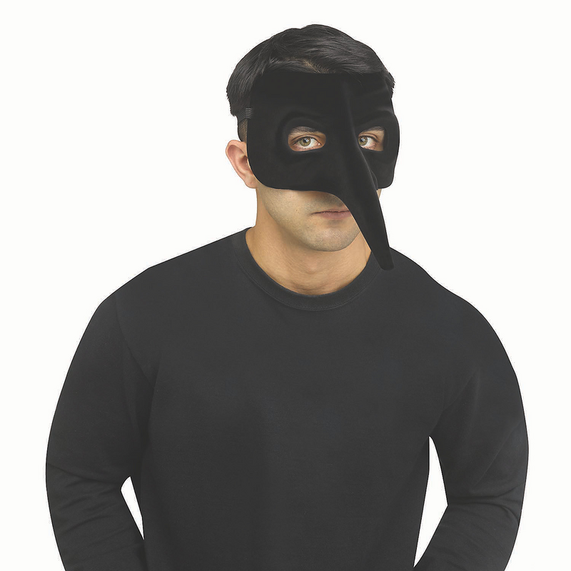 Elegant Black Velvet Venetian Raven Half Mask for Masquerade Events and Costume Parties