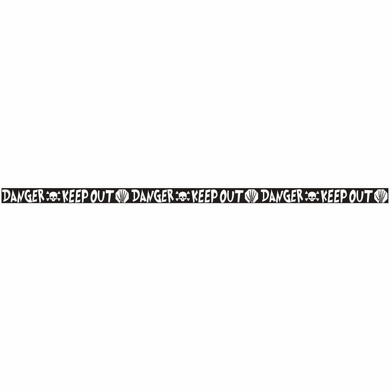 Spooky 50 Ft Black and White Danger Keep Out Caution Tape for Halloween Decor and Haunted House Displays