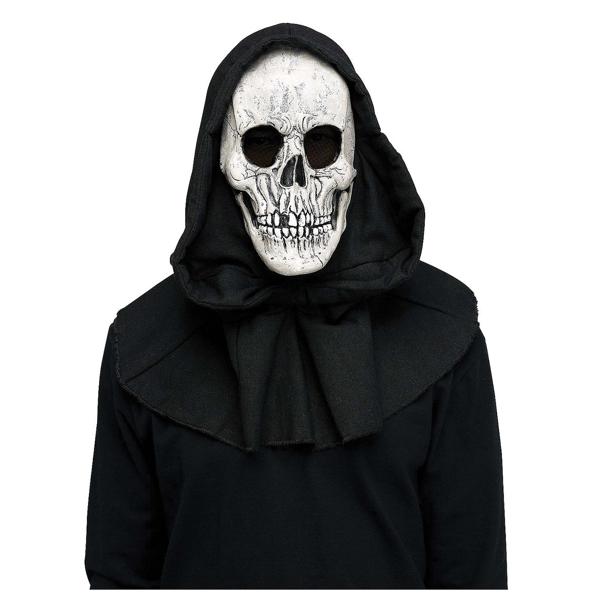 Scary Adult Reaper Horror Mask with Black Shroud for Halloween Parties and Themed Events