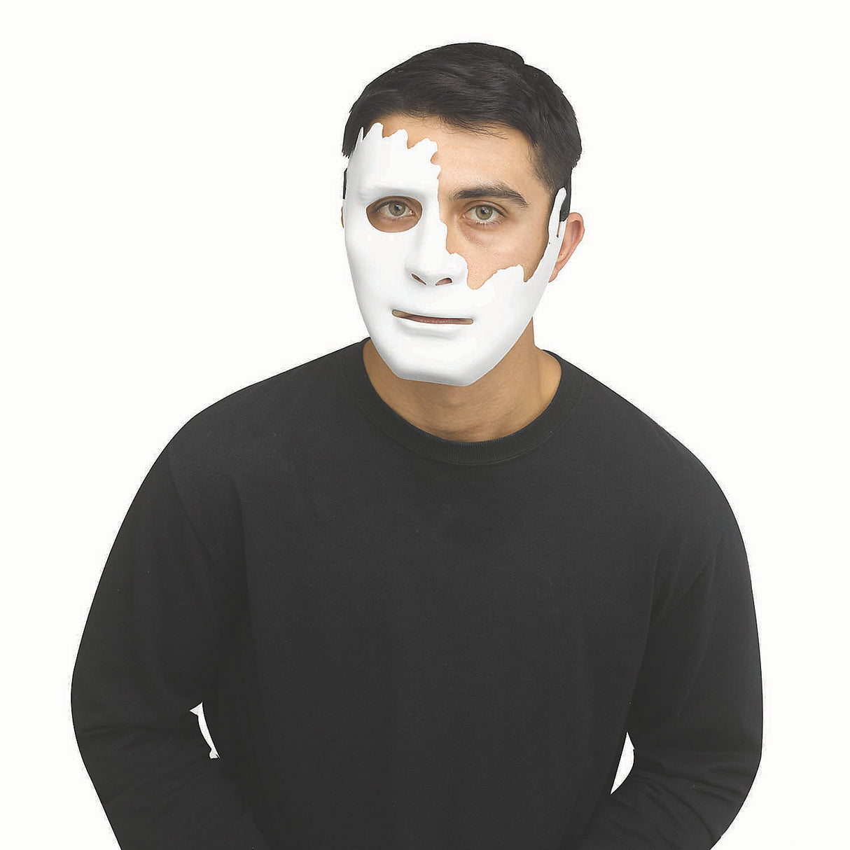 Unique Adults White Cracked Plastic Half Mask for DIY Costume Looks Halloween and Themed Events