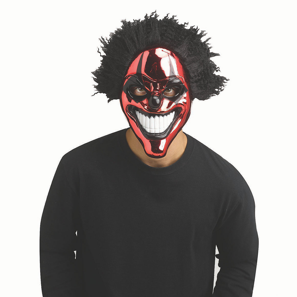 Scary Red Chrome Evil Clown Full Mask for Halloween Parties Theme Events and Scary Costume Contests